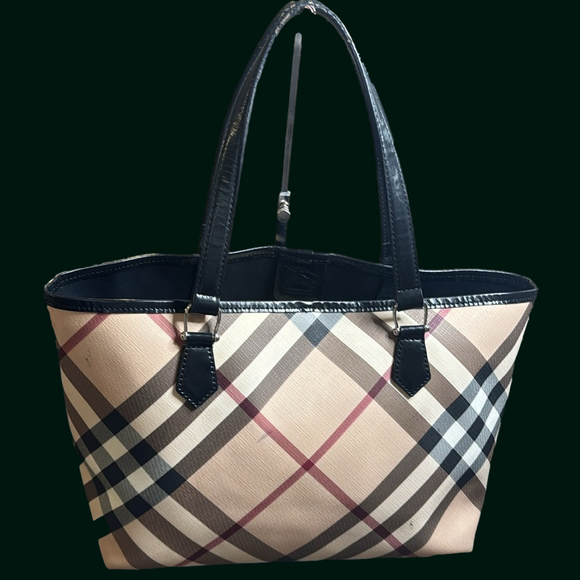Burberry Pink and Black Checkered Tote - Picture 3 of 9